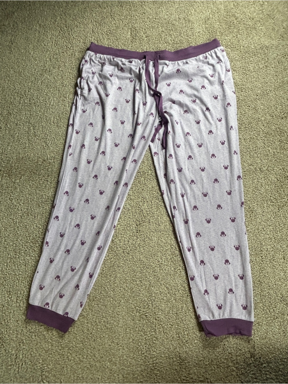Disney Women’s Pajama Pants Purple Mickey Mouse Print Jogger Sleepwear Size XL